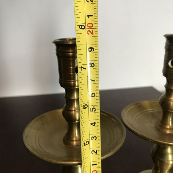Antique Handmade Belgian Cast Brass Candlestick Holders 8 X 4 - Picture 5 of 10